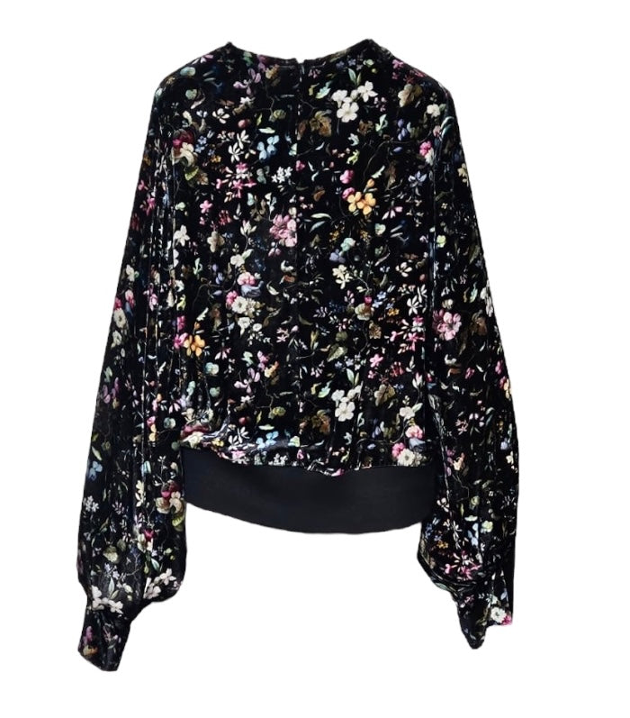 Floral Velvet Round neck Top