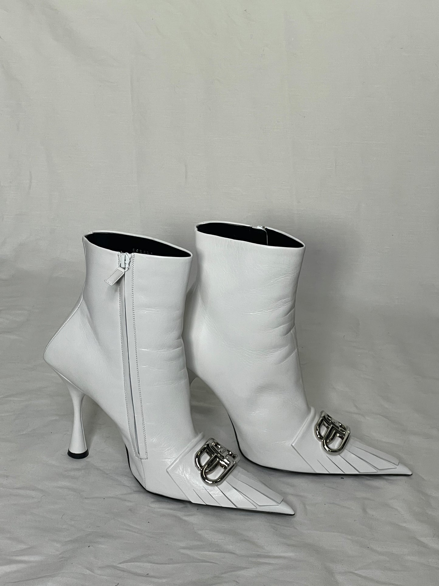 Balenciaga Booties White Leather