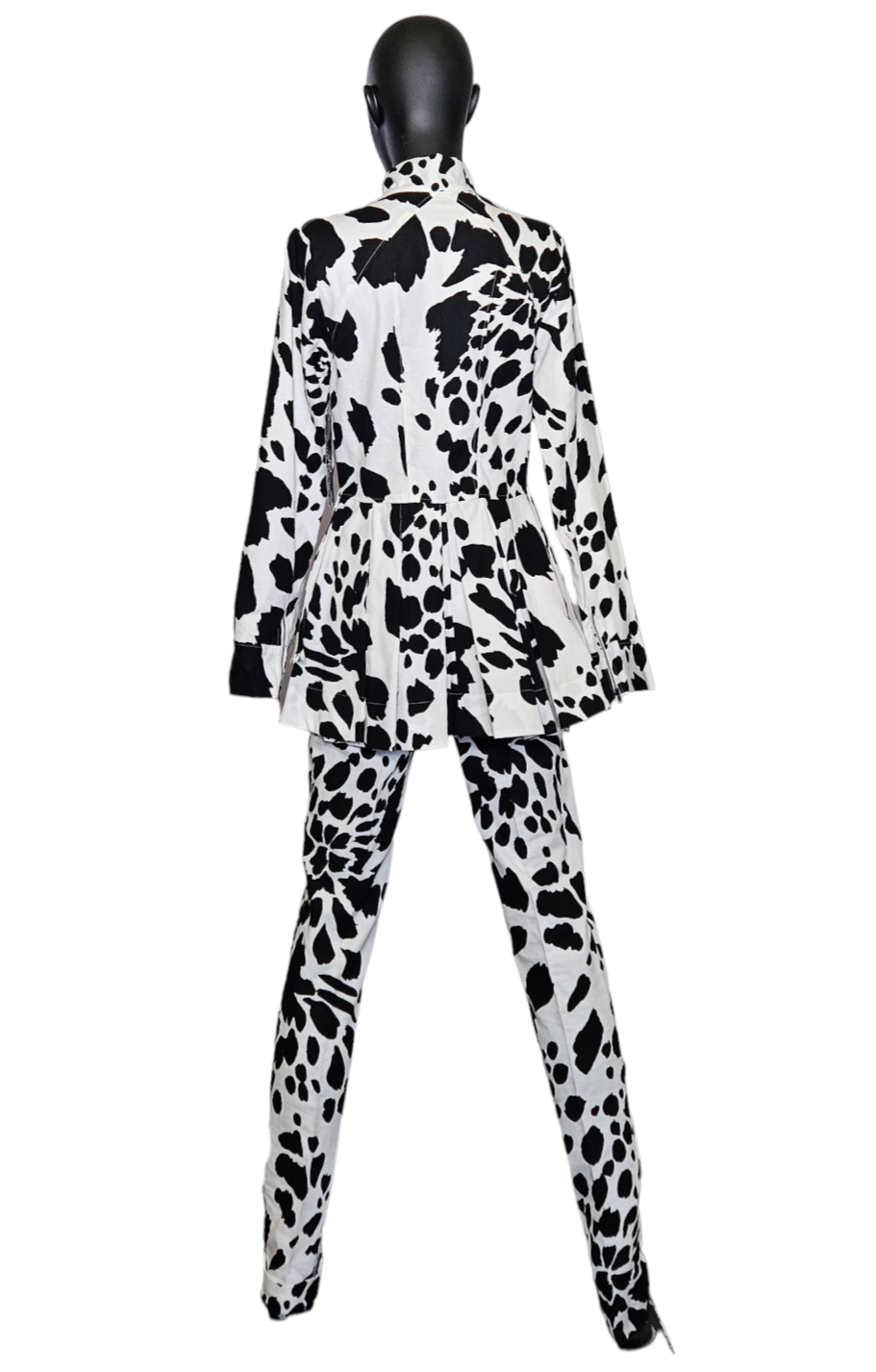 Jacket Black and White Printed Cotton pique
