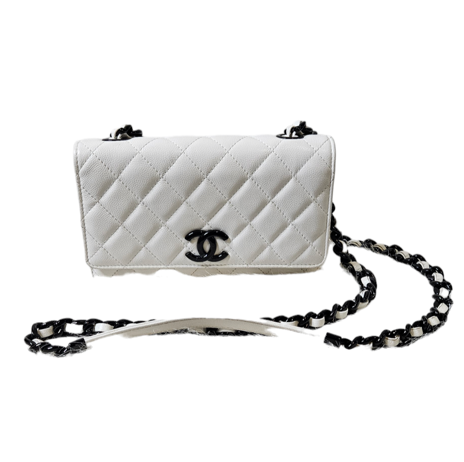 Chanel White Crossbody Bag with Black Detailing