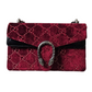 Burgundy Velvet Gucci Monogram Crossbody Bag