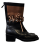 Chanel Two Tone Leather Boots with Lace Up Detail
