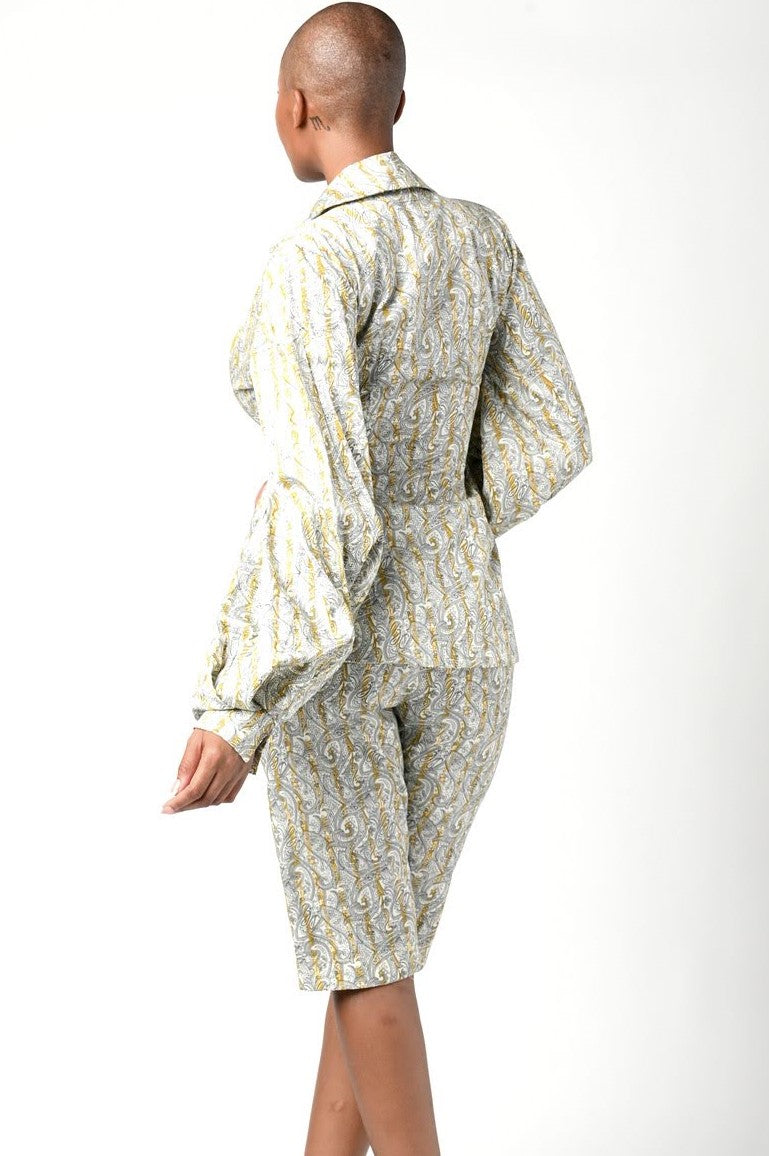 Yellow Paisely Print Cotton Shirt