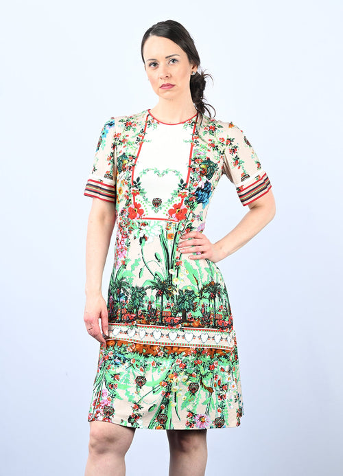 Printed Silk High Neck Dress