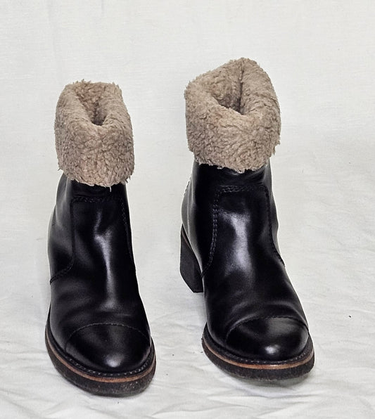 CHANEL Shearling Fold Over Booties
