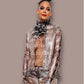 Sequin Logo Chiffon Center Top