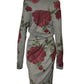 Floral Jersey Dress with Shawl Neckline