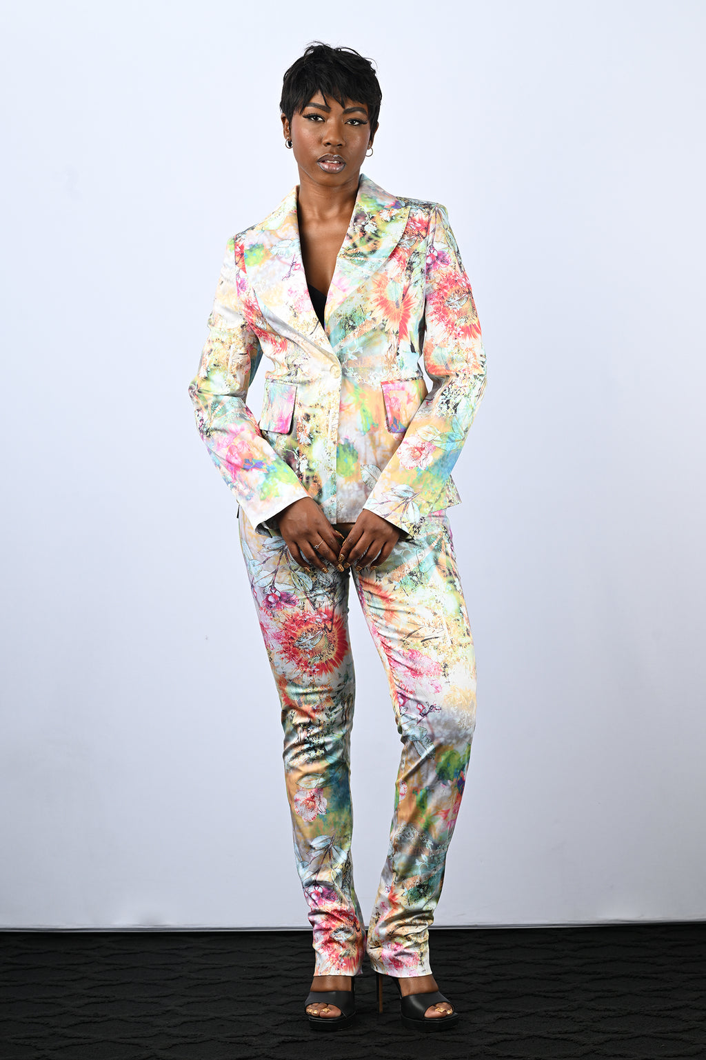 Floral Watercolor Printed Suit Pant
