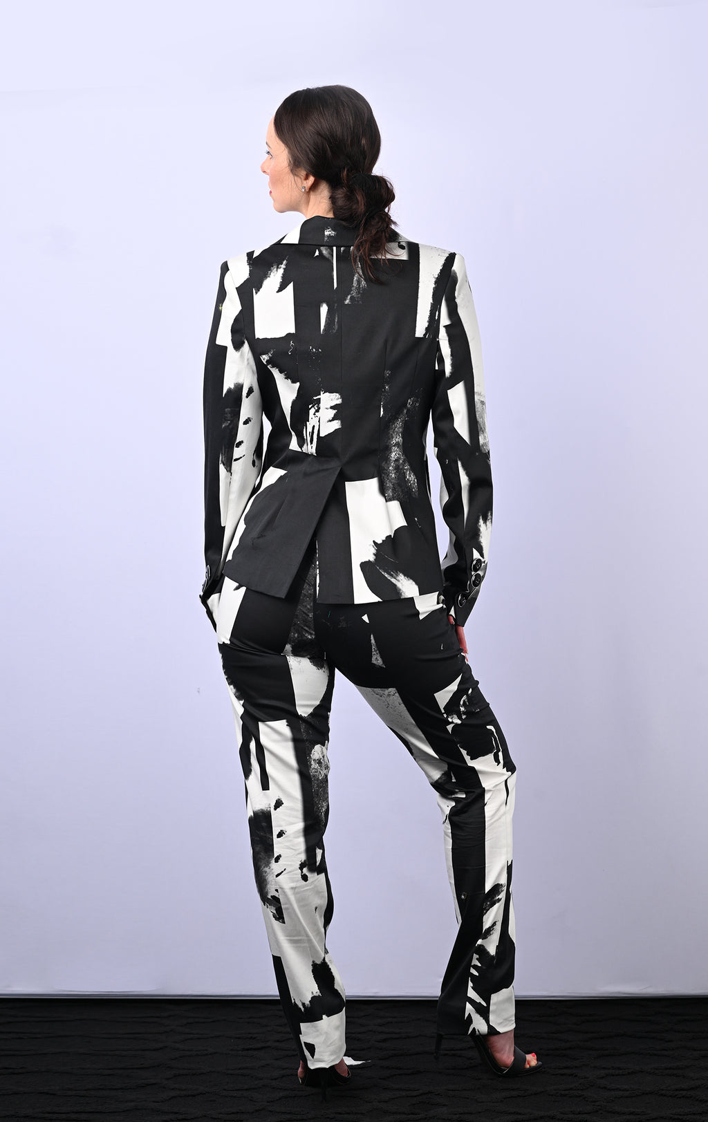 Black and White Abstract Suit Pant