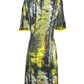 Nature Print Bodycon Dress with Lace Sleeves