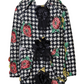 Plaid with Flowers Button Front Coat
