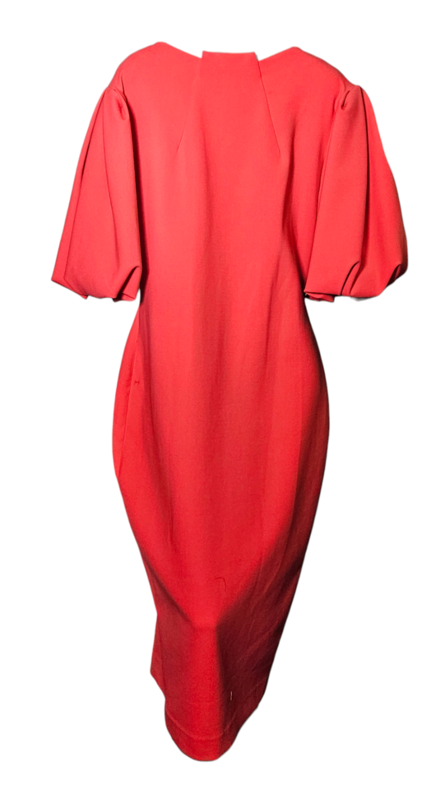 Center High-Neck Dress with Puffed Sleeves