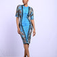 Bodycon Lace Up Dress Tropical Blue