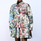 Zip Front Bucket Pocket Floral Jacket