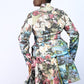 Zip Front Bucket Pocket Floral Jacket