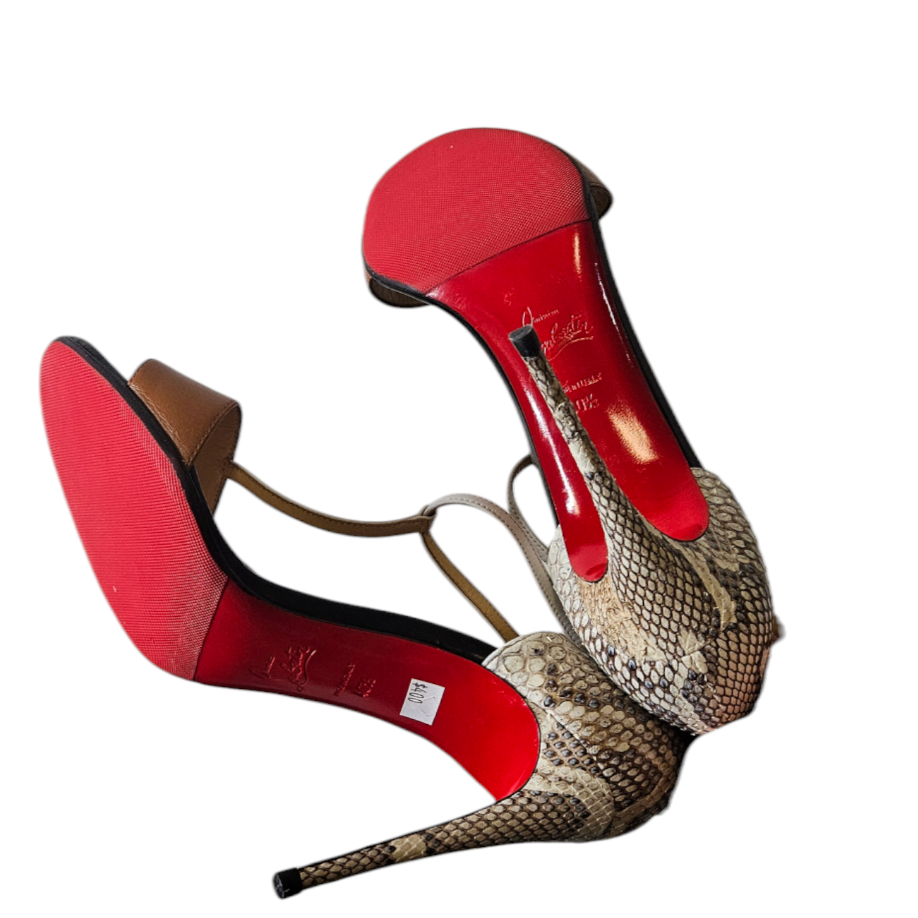 Christian Louboutin Snakeskin and Leather Heeled Sandals