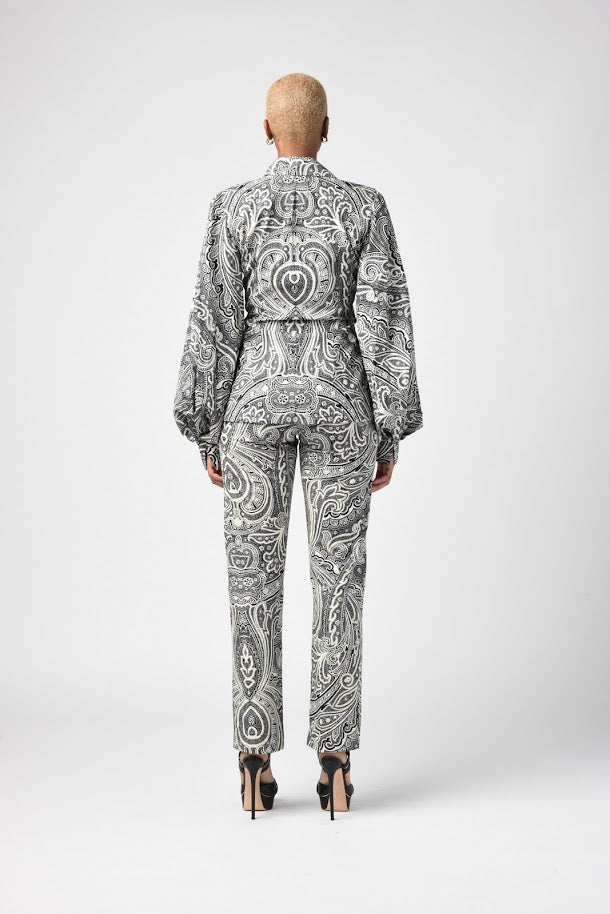 Black and White Paisley Cotton Pant