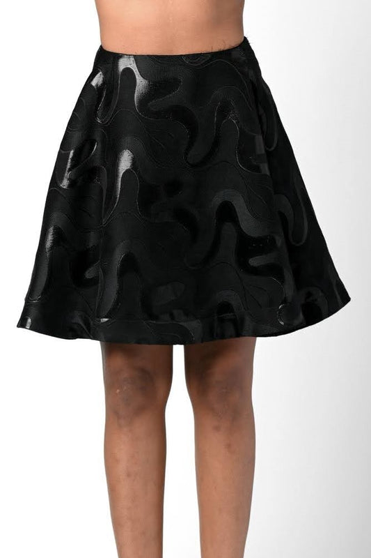 Black Lux Novelty Print Full Skirt