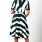 Striped Printed Fit and Flare Dress