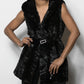 Sheared Mink Pieces Vest with Hood